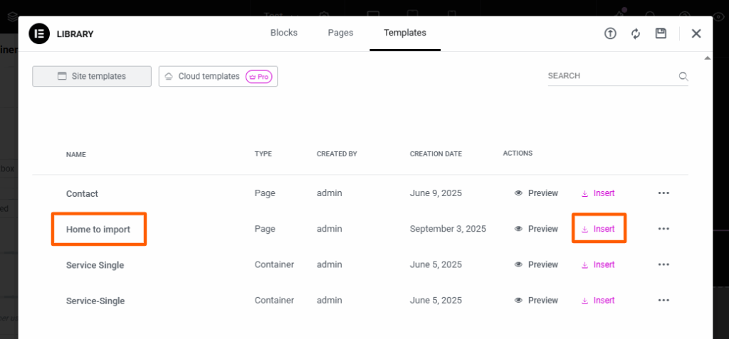 How to Insert Elementor Template? – Documentation